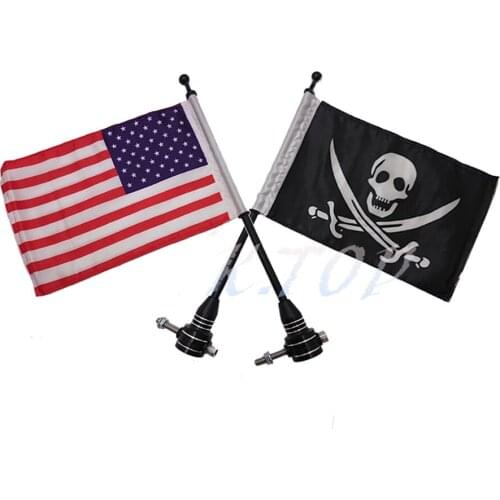 Motorcycle Rear Side Black Mount USA Flag Flag Pole &Pirate Flag Pole Flag Pole For Harley