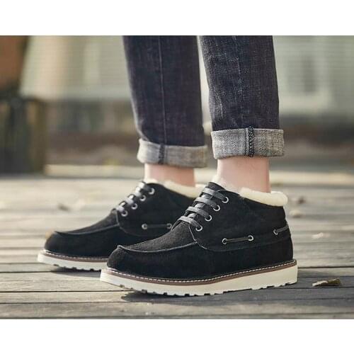 Snow boots sheep fur one mens cotton shoes winter plus velvet thick warm non-slip bread mens shoes