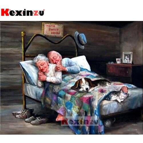 Kexinzu 5D DIY Full Square Drill Diamond Painting Old couple 3d Mosaic Diamant Embroidery Wedding Room Decoration K03316