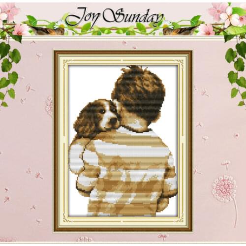 The dog with the master Counted Cross Stitch 11CT 14CT Cross Stitch Set Wholesale Cross-stitch Kit Embroidery Needlework