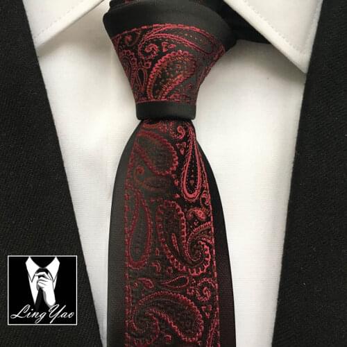 Latest Fashion Slim Skinny Tie Mens Luxury Pasiely Necktie with Border