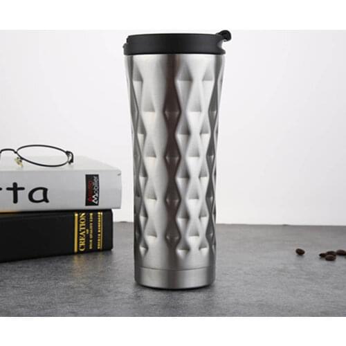 New 500ml Special-Shaped Car Water Cup Diamond-Shaped Stainless Steel Water Cup Coffee Milk Juice Thermos Cup