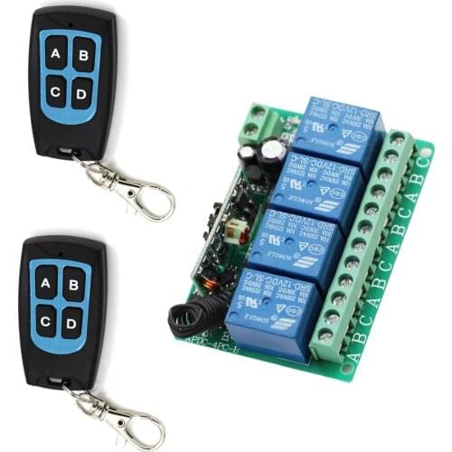 New Arrival DC12V 4Channel 10A RF Wireless Remote Control Switch System 2X Transmitter + 1X Receiver 315/433 MHZ