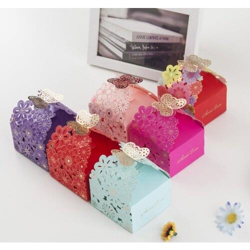 Gift Boxes 10 Pcs Wedding Favors Hollow Butterfly Design European Style Paper Candy Box Guests Party Supplies Chocolate Box