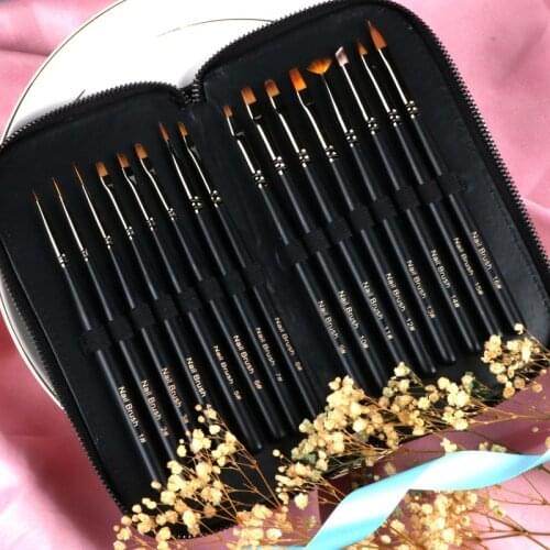 16Pcs Professional Nail Brush For Manicure Gel Brushes For Nail Art Acrylic Liquid Powder Carving Pen Gradient Tool Manicure