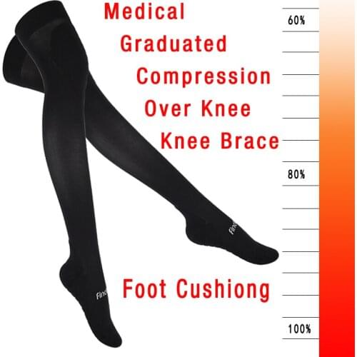 Findcool Professional Compression Sport Stockings Women Cushiong Warm Knee Brace Over Knee Socks Graduated Pressuer Socks