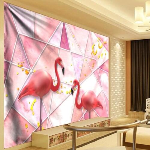 Pink Geometric Tapestry Flamingo Wall Hanging Cloth Tropical Plant Banana Leaf Tapestry Wall Mandala Fabric Nordic Simple Home