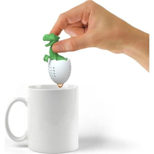 Silicone Dinosaur Shape Tea Filter Cute Leaf Herbal Spice Filter Loose Tea Strainer Coffee Spice Reusable Brewing Making Teapot