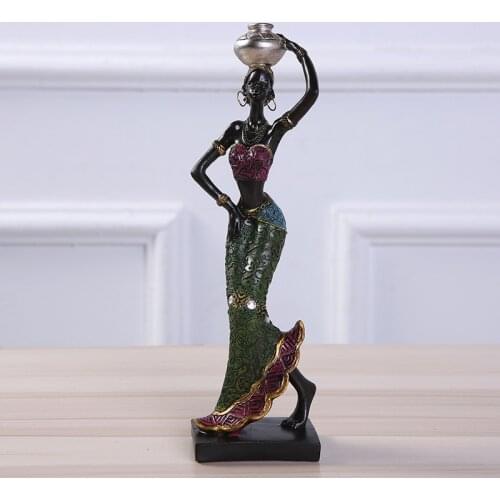 Resin African Woman Crafts Ornaments Home Decoration Figure Statue Sculpture Creative Home Decoration Accessories