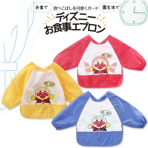 Japanese Anpanman Cartoon Baby Long-sleeved Overalls Newborn Boy Girl Anti-wearing Peach Skin Light Waterproof Bib Rice Clothing
