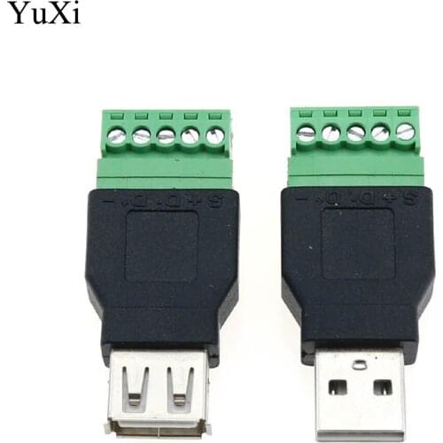 YuXi 1Pcs USB female to screw connector USB plug with shield connector USB2.0 Female Jack USB female to screw terminal