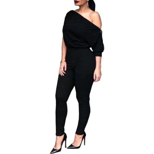 Womens Summer Casual Long Sleeve Off Shoulder Elastic Waist Stretchy Jumpsuits One Piece Rompers