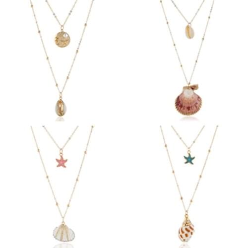 LUSION 2019 New Trendy Summer beach Starfish shell Multi-layer Necklace For Women Statement Necklaces & Pendants Choker Jewelry