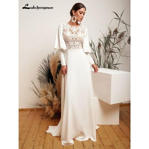 Abiti da sposa Puff Sleeve White Ivory Wedding Dress 2020 A line stain Bridal Gowns appliques Lace Vestidos De novia