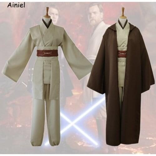 2019 New Star Jedi Knight Cosplay Costumes Mace Windu Obi Wan Kenobi Anakin Skywalker Cloak Ahsoka Tano Halloween Wars Adult Men