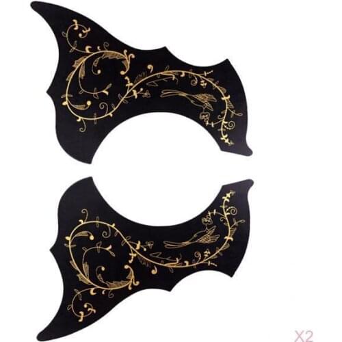 4pcs 40/41 Inch Acoustic Guitar Pickguard With Flower Pattern Self-adhesive, Guitar Pickguard, Black