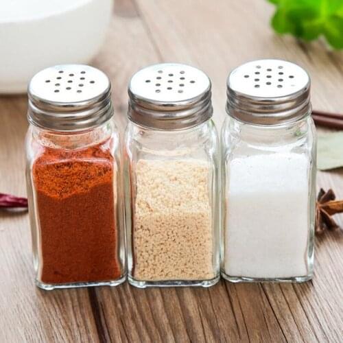 50pcs Kitchen Glass Cruet Condiment Bottles Seasoning Cans Pepper Shakers Salt Shaker Jar NO148