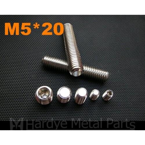 500pcs/lot M5*20 DIN913 Stainless steel hex socket set screw with flat point grub screw