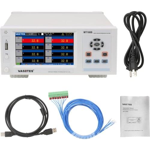 WASITES 8 Channels Temperature Recorder with 5 inch -200℃~1820℃ Industrial Temperature Data Logger Support KJETNSRB Thermocouple