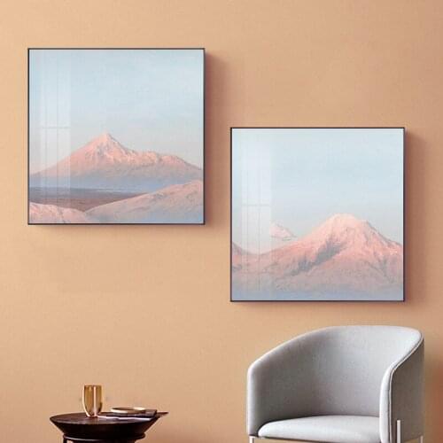 Abstract Warm Light Canvas painting posters print landscape pink hill wall art picture for Living room bedroom unique Home decor