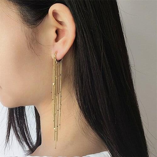 B-ling B-ling Shining Tassel Earrings For Women Jewelry Trendy Silver 925 Girl Drop Earring Female Accessories Gold Long Earring