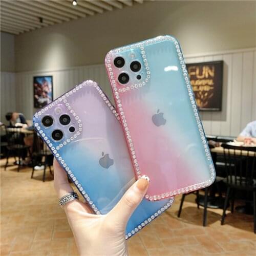 Neon Glitter Diamond Case for iPhone 11 Pro Max 7 8 Plus XS Max XR X 12 Silicone Sparkling Rhinestone Fluorescent Cover SE 2020