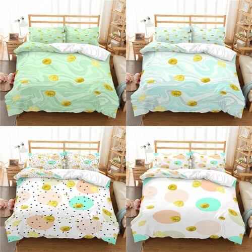 Home Textile Luxury 3D Gold Sequins Print 2/3Pcs Comfortable Duvet Cover PillowCase Bedding Sets Queen and King EU/US/AU Size