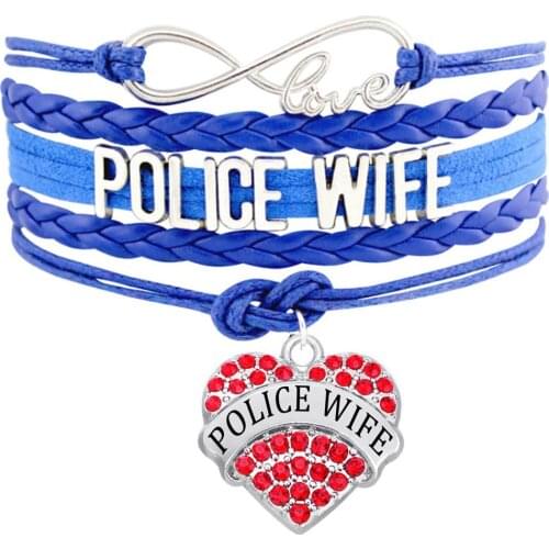 Double Nose Infinity Love Police Wife Bangles Bracelets Braided Multi-layer Leather Cuff Bangles For Wife Souvenir Gifts Jewelry