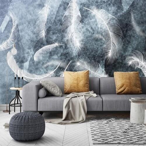 Custom 3D Photo Wallpaper Creative White Feather Fresco Modern Study Living Room Bedroom Bedside Wall Decorative Wallpaper Mural