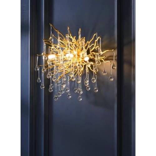 Crystal glass led lamp wall lamp chandelier bedroom living room Nordic post-modern new minimalist villa indoor lighting