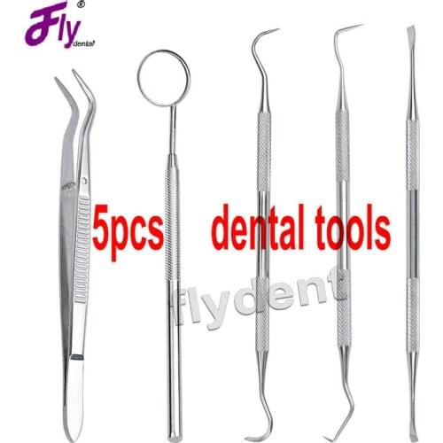Oral Cavity Stainless Steel tools key 5Pcs/Set Stainless Steel Dental Tool Dentist Teeth Clean Oral Hygiene Explorer