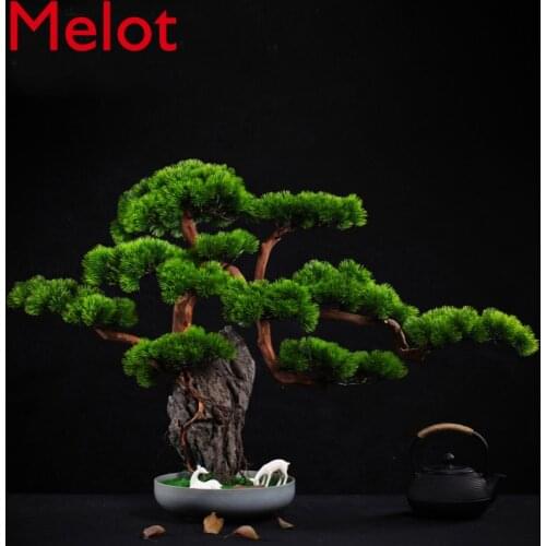 Artificial Greeting Pine New Chinese Style Hotel Living Room Hallway Home Ornament Beauty Pine Potted Bonsai
