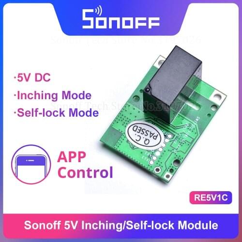 Itead Sonoff RE5V1C 5V DC Wifi Dry Contact Relay Module Support Inching/Selflock Mode Remote Control Work via eWelink