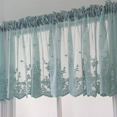 Kitchen Coffee Curtain Finished Wear Rod Small Curtain Cabinet Hanging Cloth Lace Hem Bedroom Home Bar Short Window Curtain