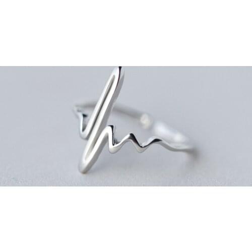 MloveAcc 2018 New 925 Sterling Silver Heart Beats ECG Unique Finger Rings Female Valentine Gift
