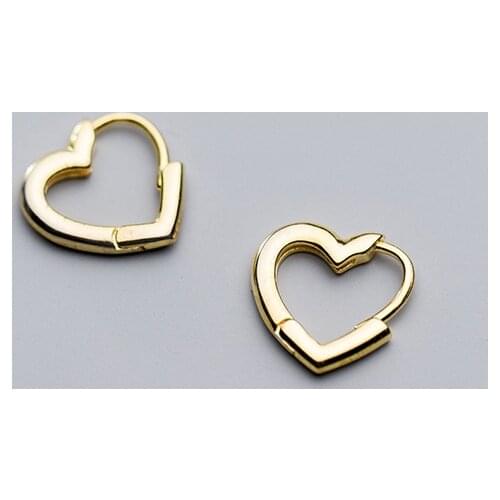 MloveAcc 925 Sterling Silver Heart Hoop Earring Golden Heart Earring Bridesmaid Earring Ear Buckle Wholesale Price