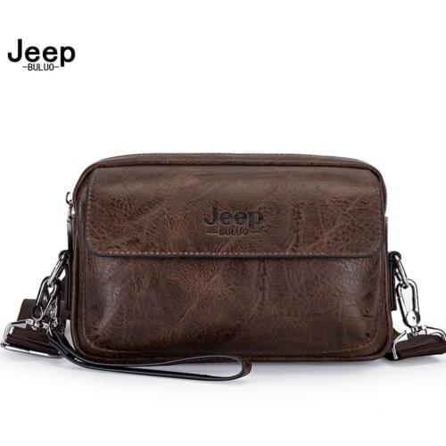 JEEP BULUO Multi-function Business Handbags Men New Mans Shoulder Bag Large Capacity Leather Messenger Bags Crossbody Fashion