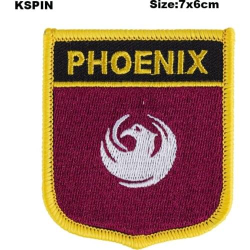 Phoenix Shield Shape Flag patches embroidered flag patches national flag patches for Cothing DIY Decoration