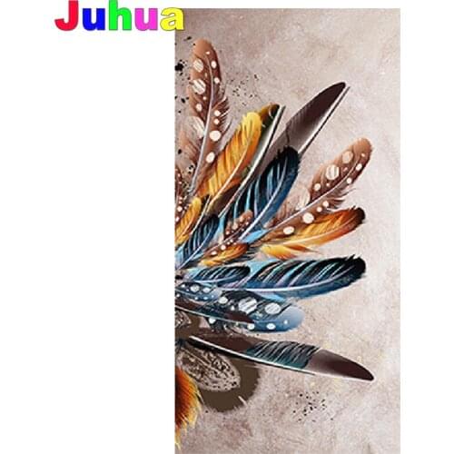 Feather Wall Art Full Square/Round 5d Diamond Painting Abstract Colourful Painting Diamond Embroidery Decoration Wall Picture