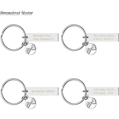 Personalized Master Customized Text Key Chain Alloy Pinky Promise Charm Friendship Keychains Engrave Name Letter Words Keyring