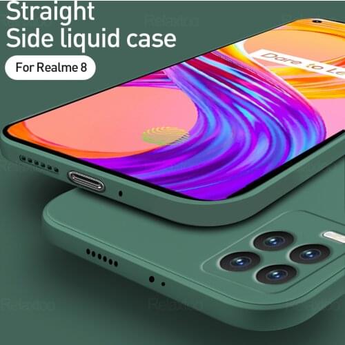 Luxury Original Square Liquid Silicone Case For OPPO Realme 8 4G Shockproof Soft Phone Back Cover Shell For Realmy 8Pro Pro 6.4"