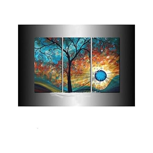 Hand Painted Modern Tree Sun Moon Canvas Art Decoration Oil Painting on Canvas 3pcs Wall Pictures for Living Rooms Without Frame