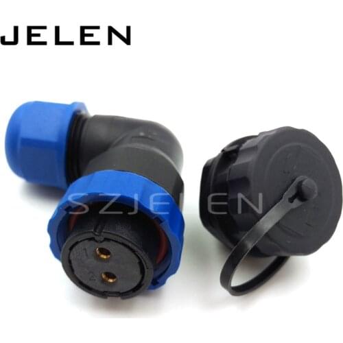 SD20 90 degree elbow waterproof connector 2pin IP68 male female connector Power cable connector