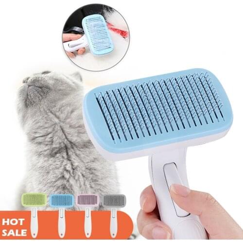Pet Cat Brush Hair Remover Comb Self Cleaning Cat Slicker Brush Shedding Trimmer Comb for Cats Dogs Long Hair Pet Grooming Tools