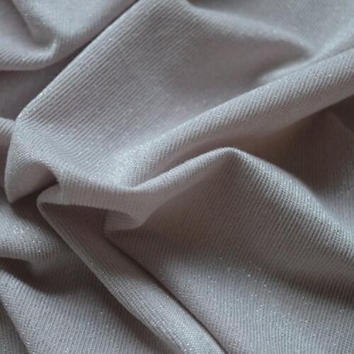 LEO&LIN Light Silver Silk Cotton Linen Knitted Clothing Backing Cloth Dress Completely Tied Bar Dress