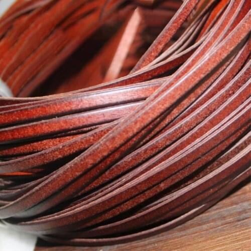 2m Genuine Leather Cord for DIY Jewelry Making Retro Brown Cow Leather Rope Bracelet Findings Flat 3/4/5/8/10mm String Supplier
