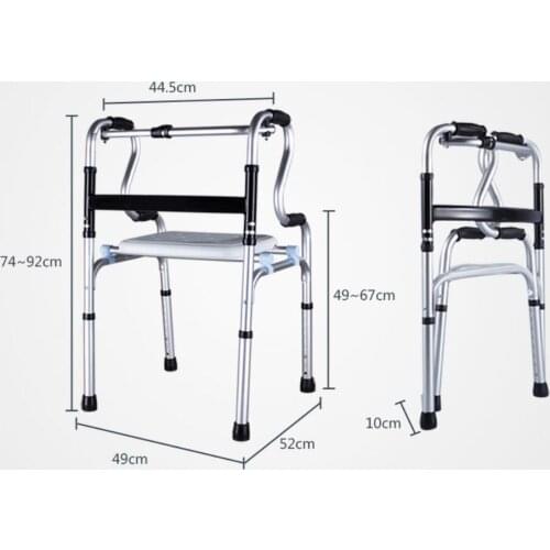 Folding old mans standard walker Portable walking aid mobility aids bathroom chair with Detachable seat board