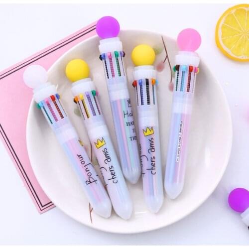 Random 1pc Lovely Candy Power 10 Colors Chunky Ballpoint Pen School Office Supply Gift Stationery Multicolor