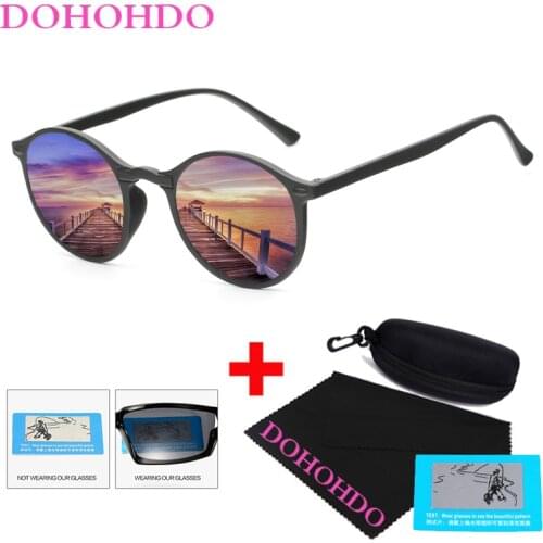 DOHOHDO 2020 Vintage Women Men Polarized Sunglasses Round Retro Rivet Frame Sun Glasses Men UV400 Goggle Gafas De Sol With Case