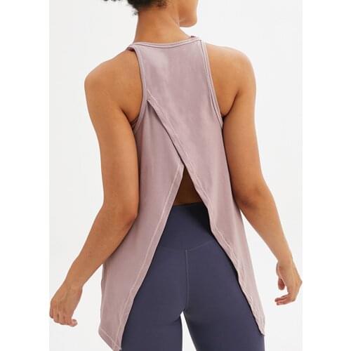 Sport Women Gym Top for Fitness Sleeveless Sexy Backless Two Ways Wear Yoga Shirt Breathable Loose Running Smock